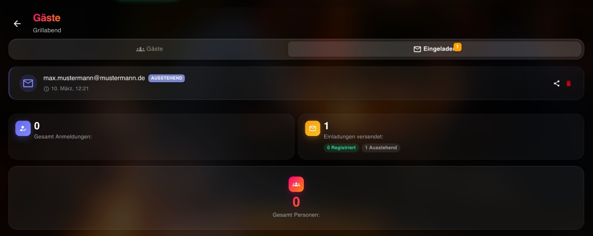 🚀 Neue Gasteliste in EventMySelf! 🎉