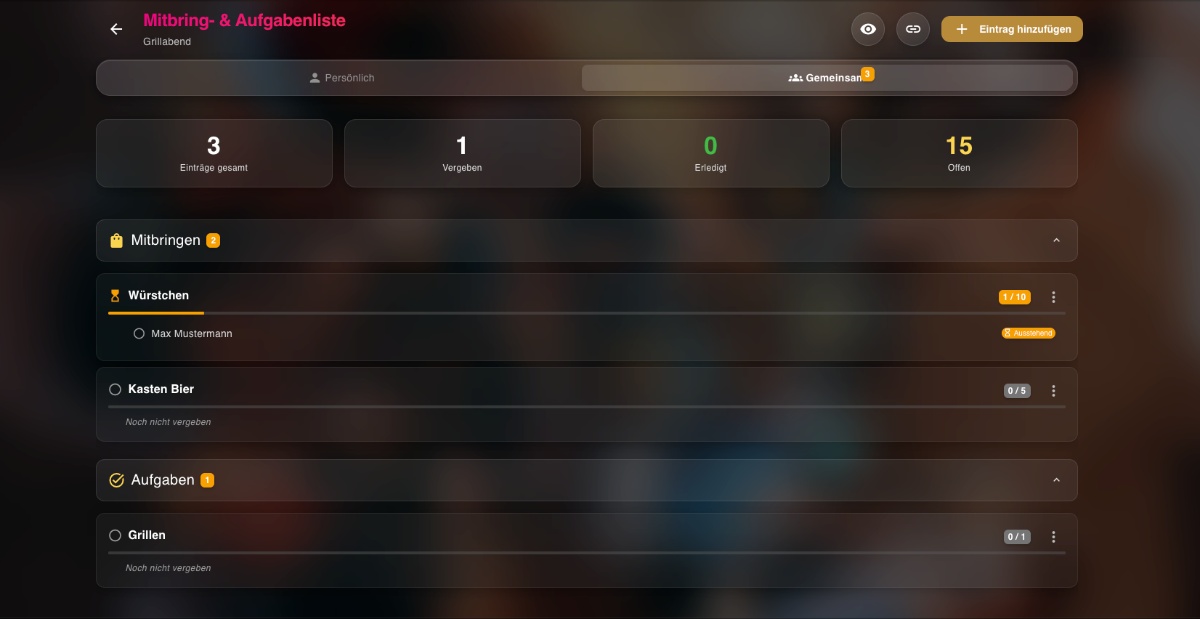 Nie wieder Chaos bei der Mitbringliste.