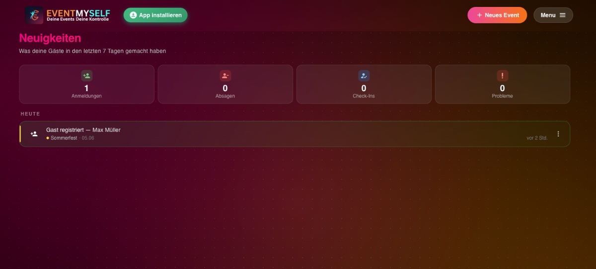 Update es gibt jetzt eine Notificationseite 