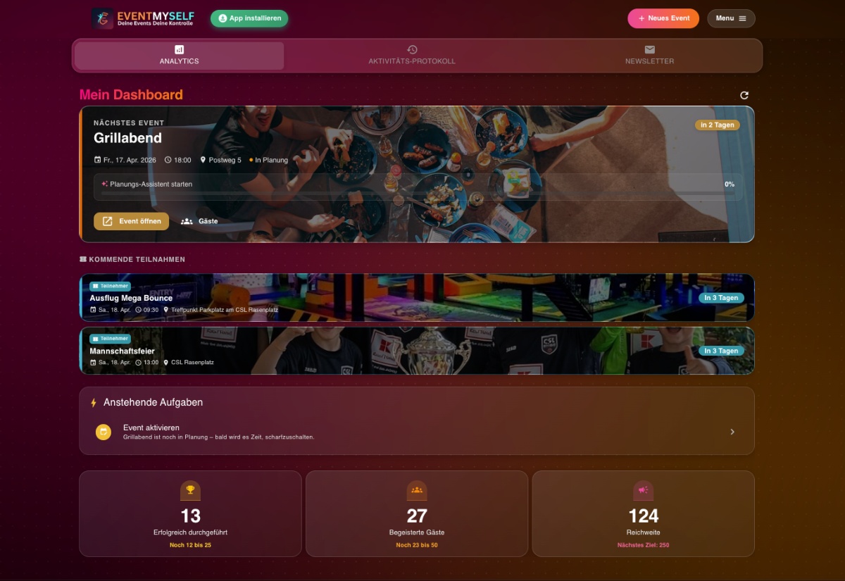 Volle Kontrolle über deine Events – alles im Dashboard