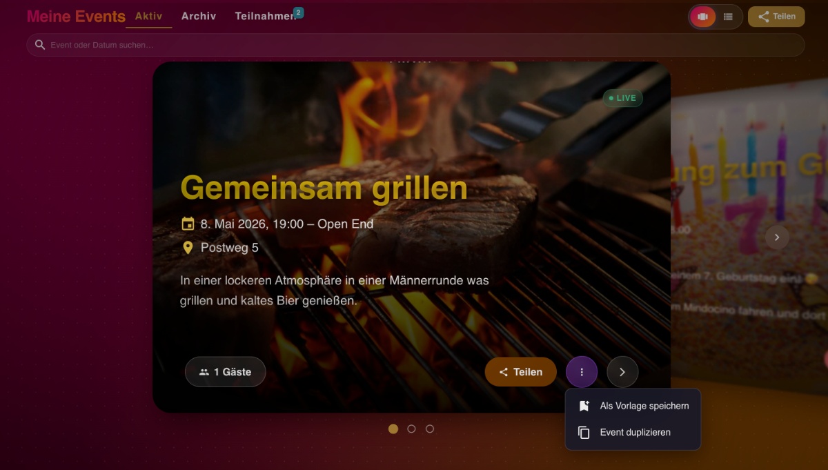 Neu: Events duplizieren & als Vorlage speichern